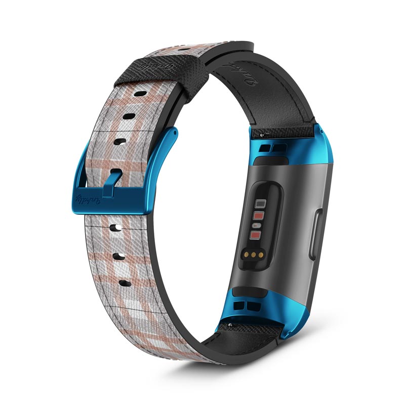 Inkdly Fitbit Charge 3 & Charge 4 Band - Purple Plaids Small Blue