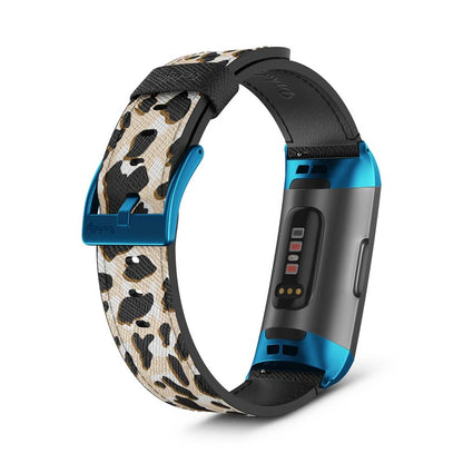 Inkdly Fitbit Charge 3 & Charge 4 Band - Leopard Safari Small Blue 