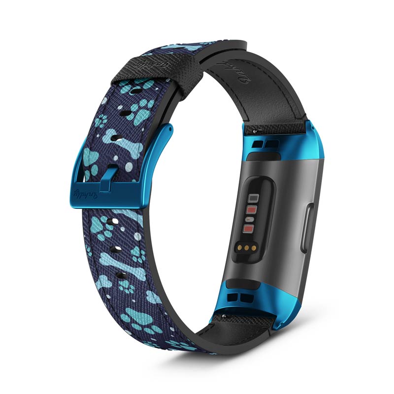 Inkdly Fitbit Charge 3 & Charge 4 Band - Doggo Blues Small Blue