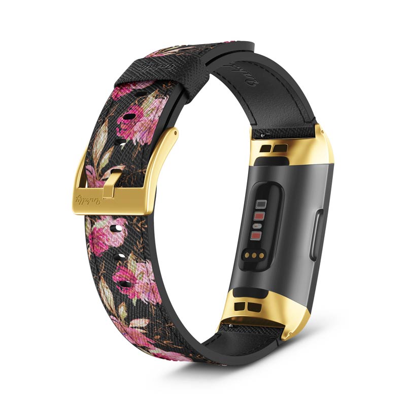 Inkdly Fitbit Charge 3 & Charge 4 Band - Gliterry Spring Small Gold