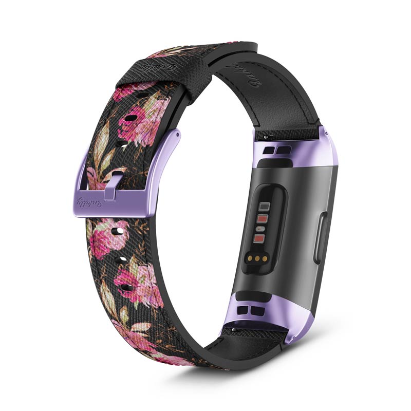 Inkdly Fitbit Charge 3 & Charge 4 Band - Gliterry Spring Small Light Purple