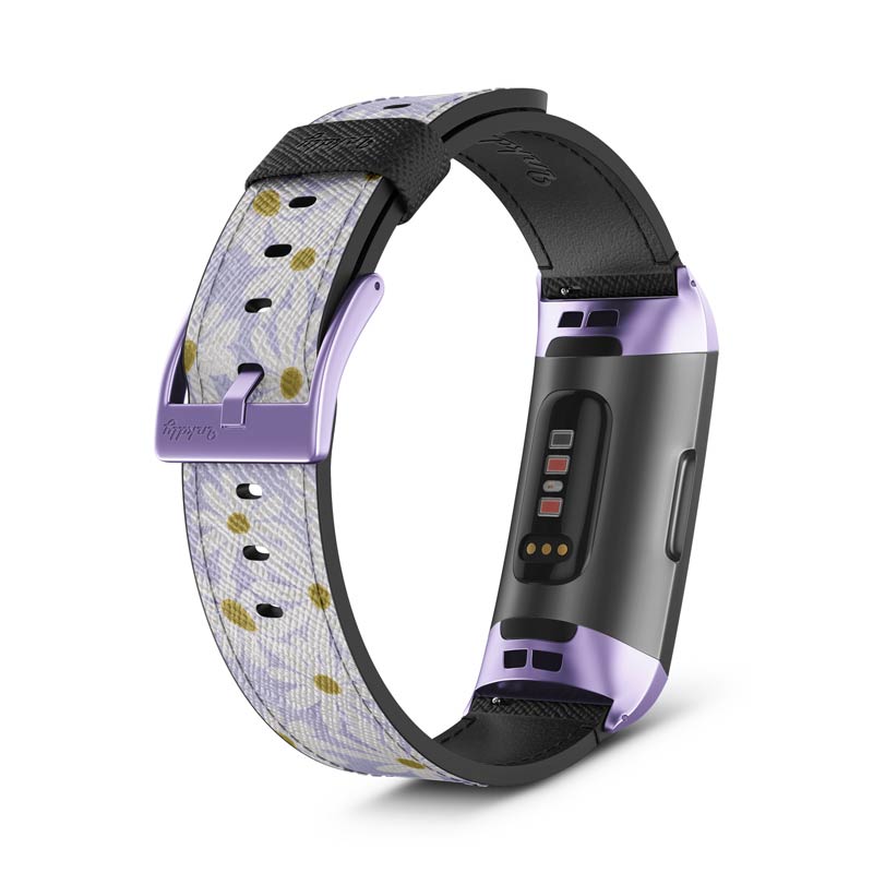 Inkdly Fitbit Charge 3 & Charge 4 Band - Daisy Fields Small Light Purple