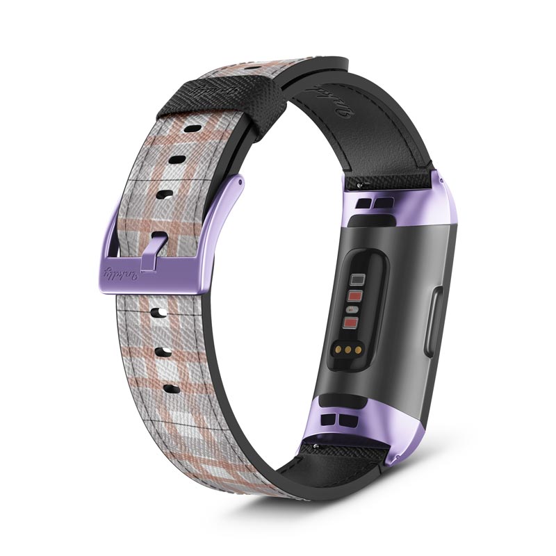 Inkdly Fitbit Charge 3 & Charge 4 Band - Purple Plaids Small Light Purple