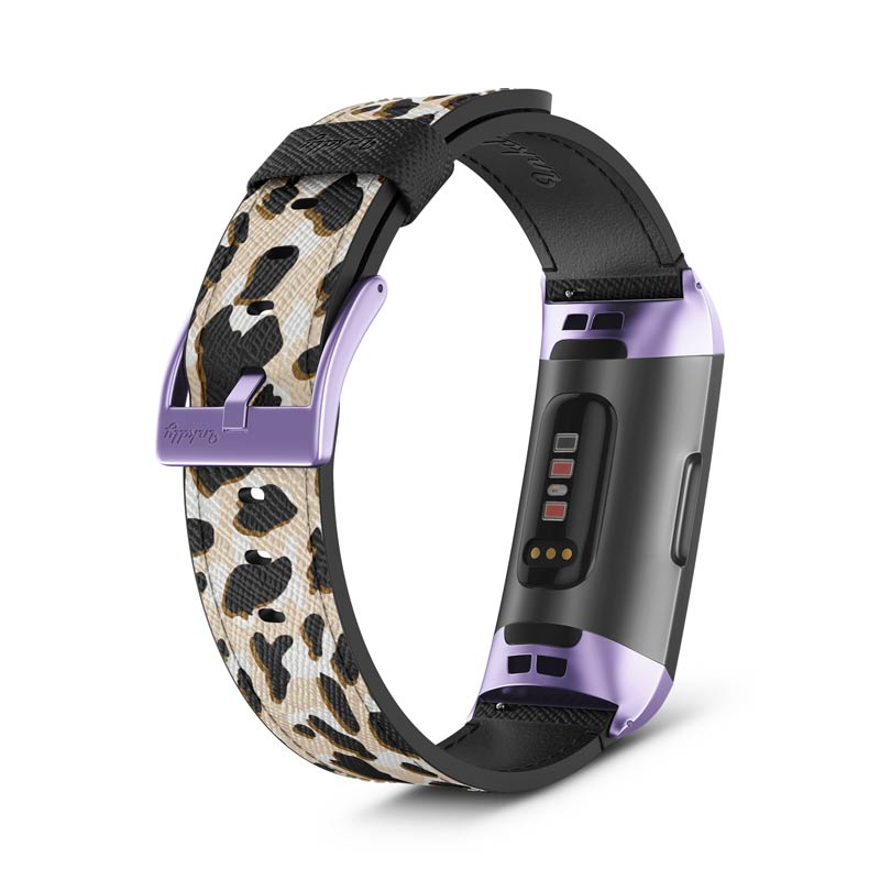 Inkdly Fitbit Charge 3 & Charge 4 Band - Leopard Safari Small Light Purple 