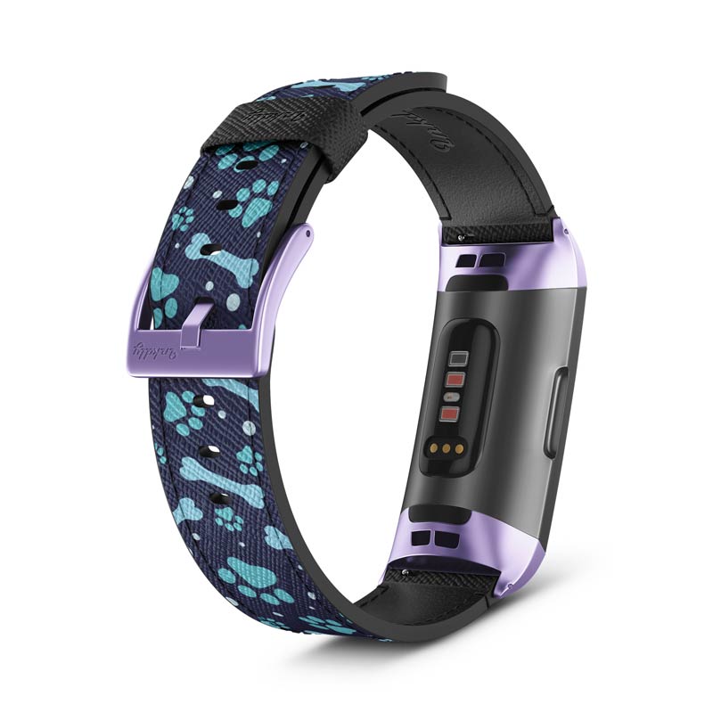 Inkdly Fitbit Charge 3 & Charge 4 Band - Doggo Blues Small Light Purple