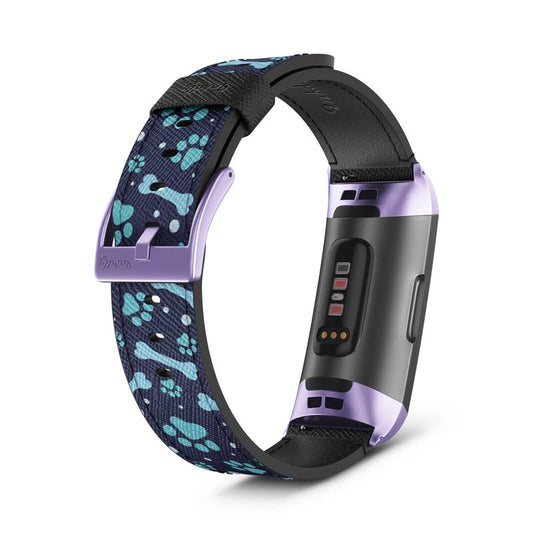 Inkdly Fitbit Charge 3 & Charge 4 Band - Doggo Blues Small Light Purple