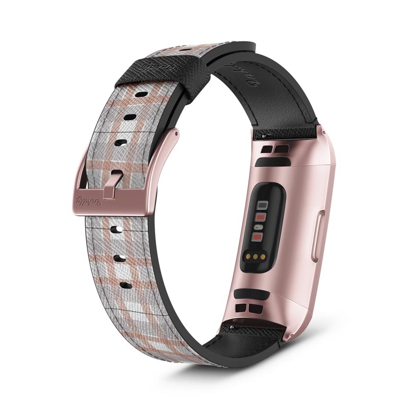 Inkdly Fitbit Charge 3 & Charge 4 Band - Purple Plaids Small Special Edition Rose Gold