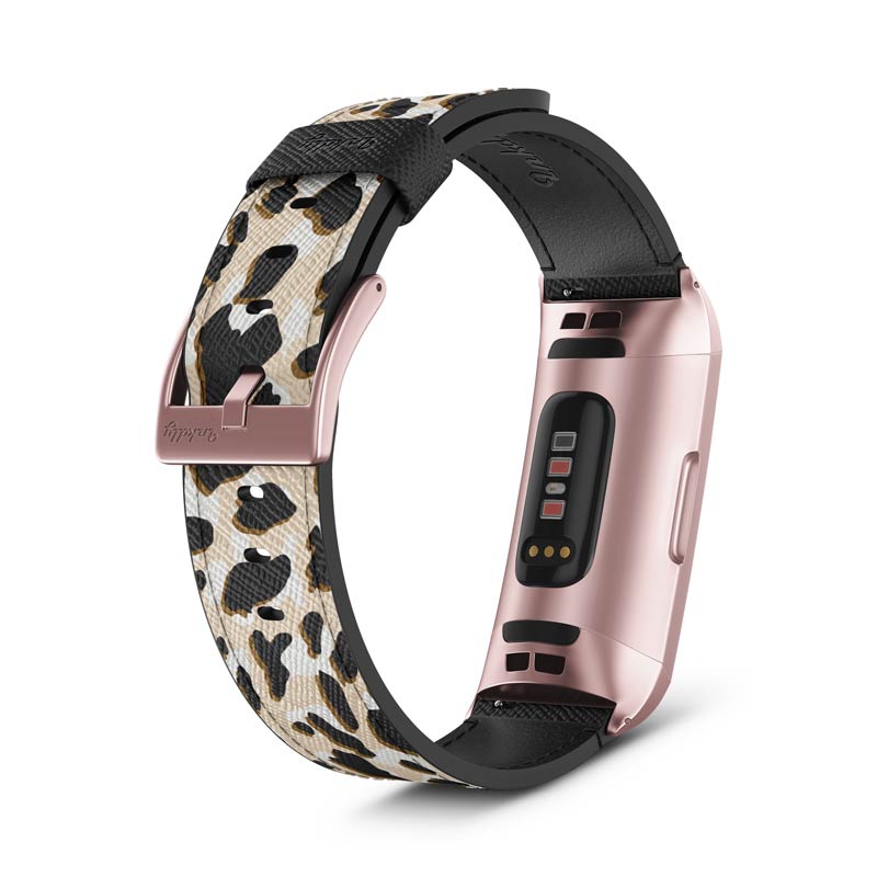 Inkdly Fitbit Charge 3 & Charge 4 Band - Leopard Safari Small Special Edition Rose Gold