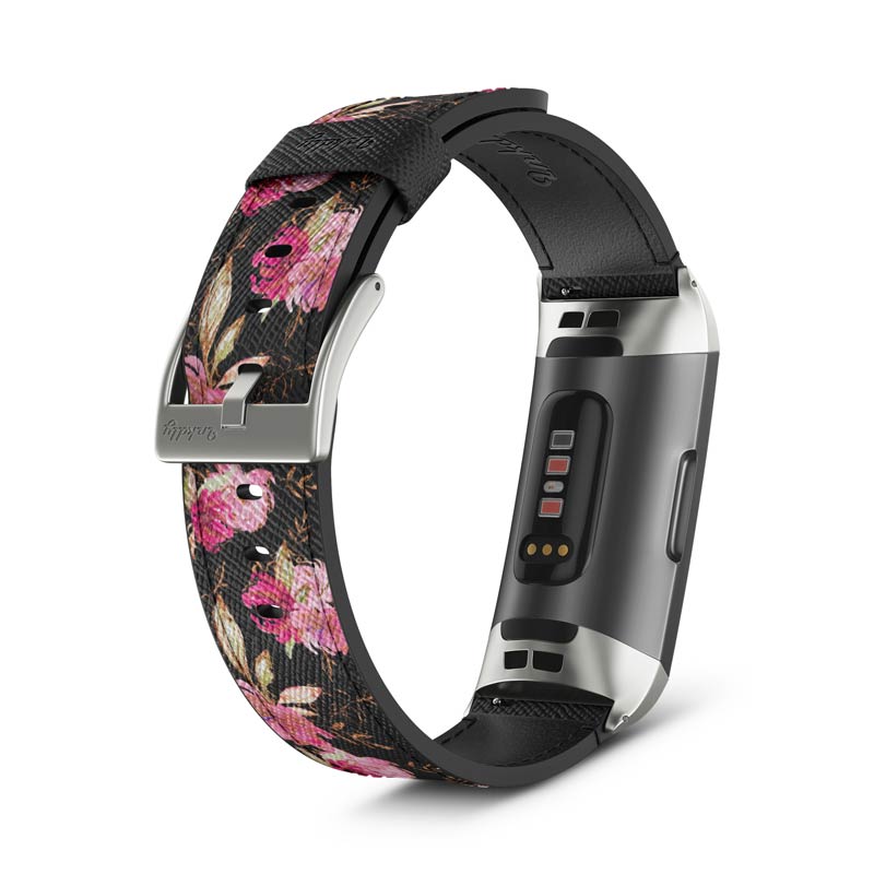 Inkdly Fitbit Charge 3 & Charge 4 Band - Gliterry Spring Small Silver