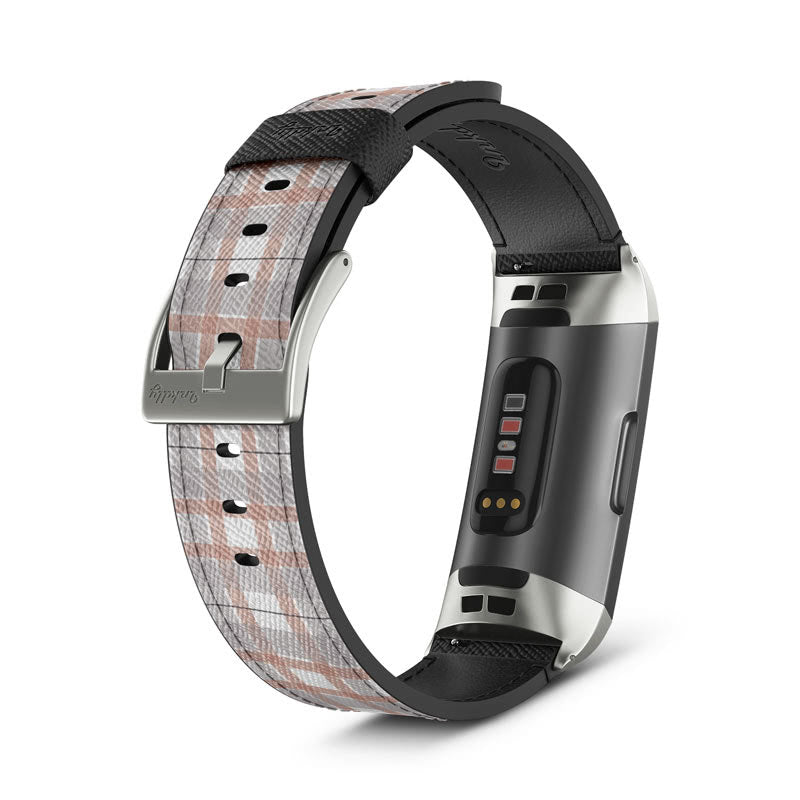 Inkdly Fitbit Charge 3 & Charge 4 Band - Purple Plaids Small Silver