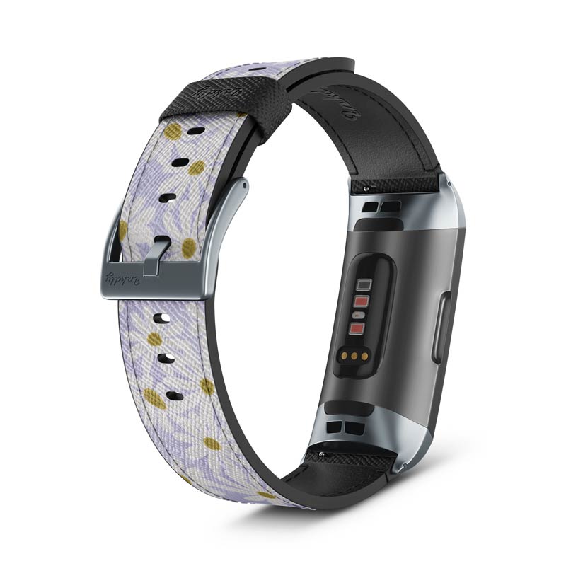 Inkdly Fitbit Charge 3 & Charge 4 Band - Daisy Fields Small Space Grey