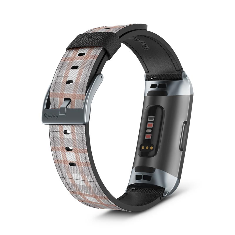 Inkdly Fitbit Charge 3 & Charge 4 Band - Purple Plaids Small Space Grey
