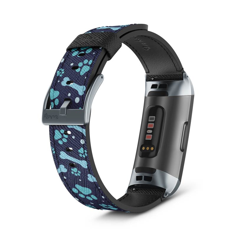 Inkdly Fitbit Charge 3 & Charge 4 Band - Doggo Blues Small Space Grey