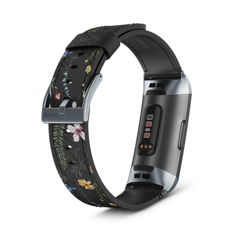 Inkdly Fitbit Charge 3 & Charge 4 Band - Floral Harvest Small Space Grey