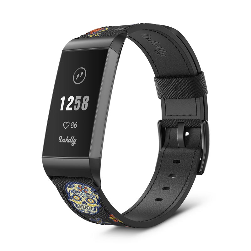 Inkdly Fitbit Charge 3 & Charge 4 Band - Sugar Skulls