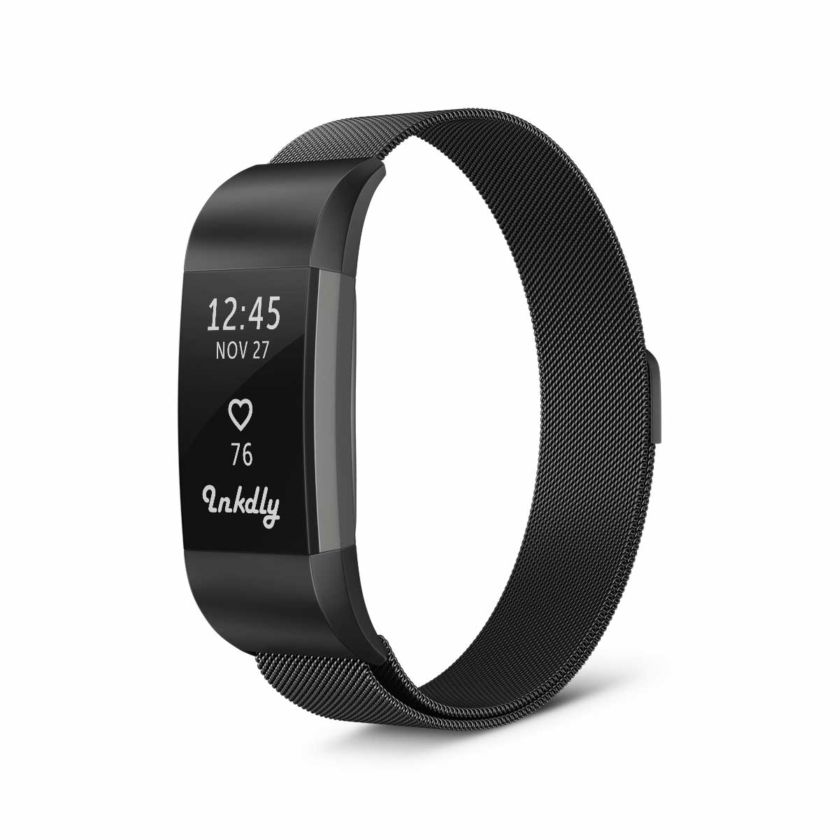 Milanese Fitbit Charge 2 Band Replacement Magnetic Lock Black Night