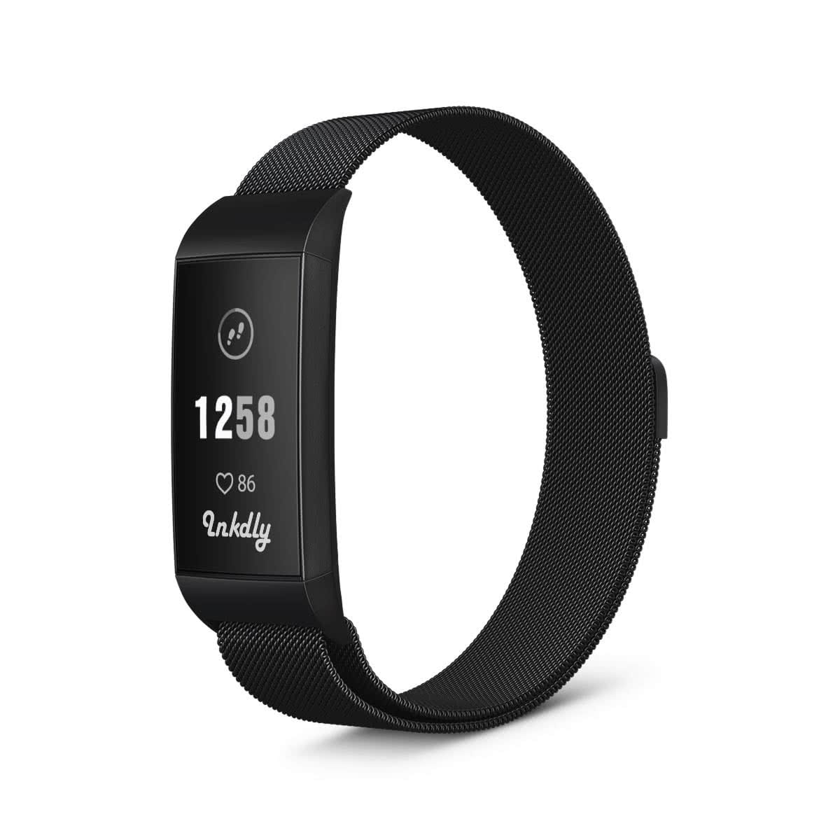 Milanese Fitbit Charge 3 & Charge 4 Band Replacement Magnetic Lock Black Night