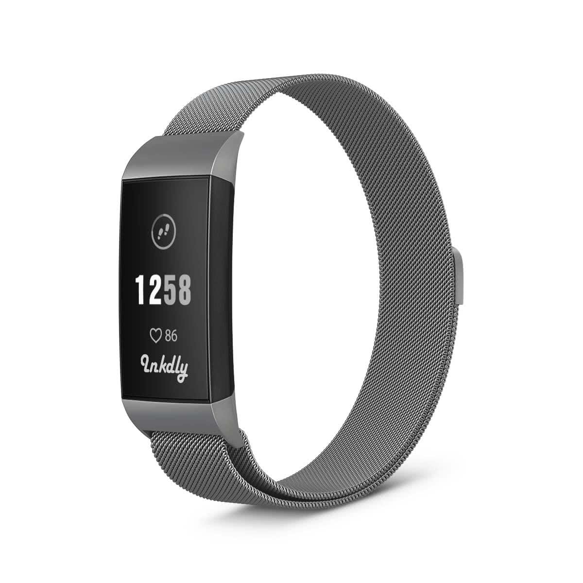 Milanese Fitbit Charge 3 & Charge 4 Band Replacement Magnetic Lock Silver Steel