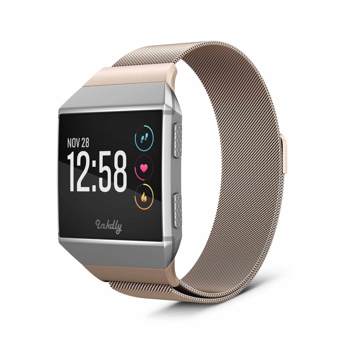 Milanese Fitbit Ionic Band Replacement Magnetic Lock Traditional Rose Gold