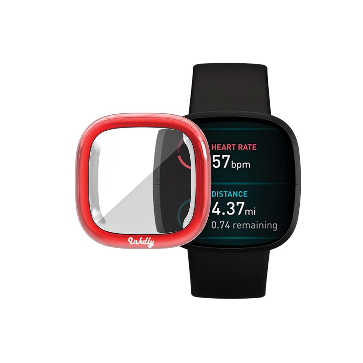 Slimfit Fitbit Versa 3 & Sense Protective Case & Screen Protector Red