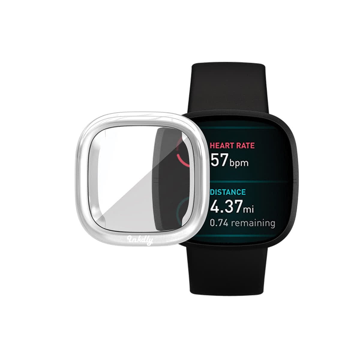 Slimfit Fitbit Versa 3 & Sense Protective Case & Screen Protector Silver