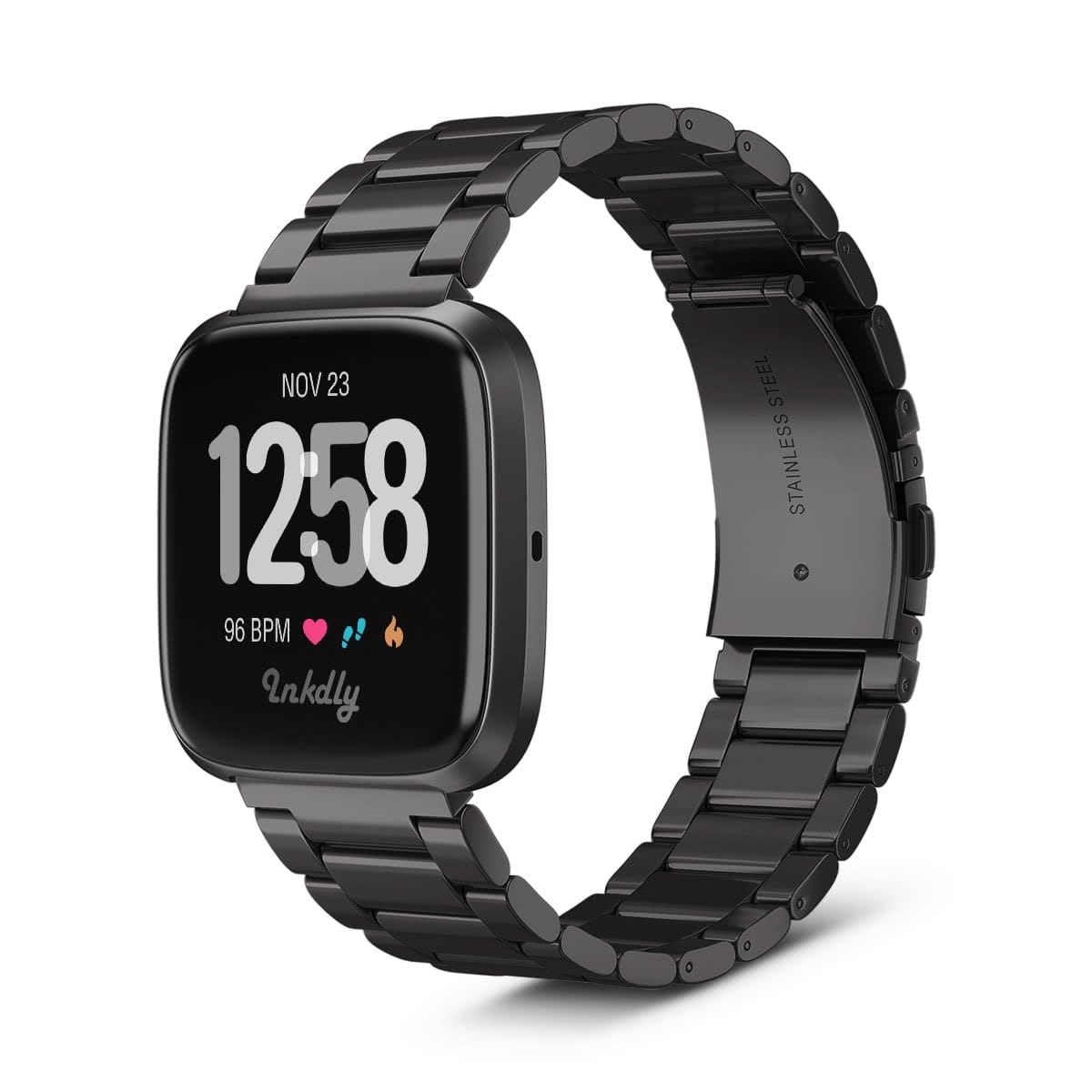 Boss Fitbit Versa & Versa 2 Band Replacement Stainless Link Black Night  