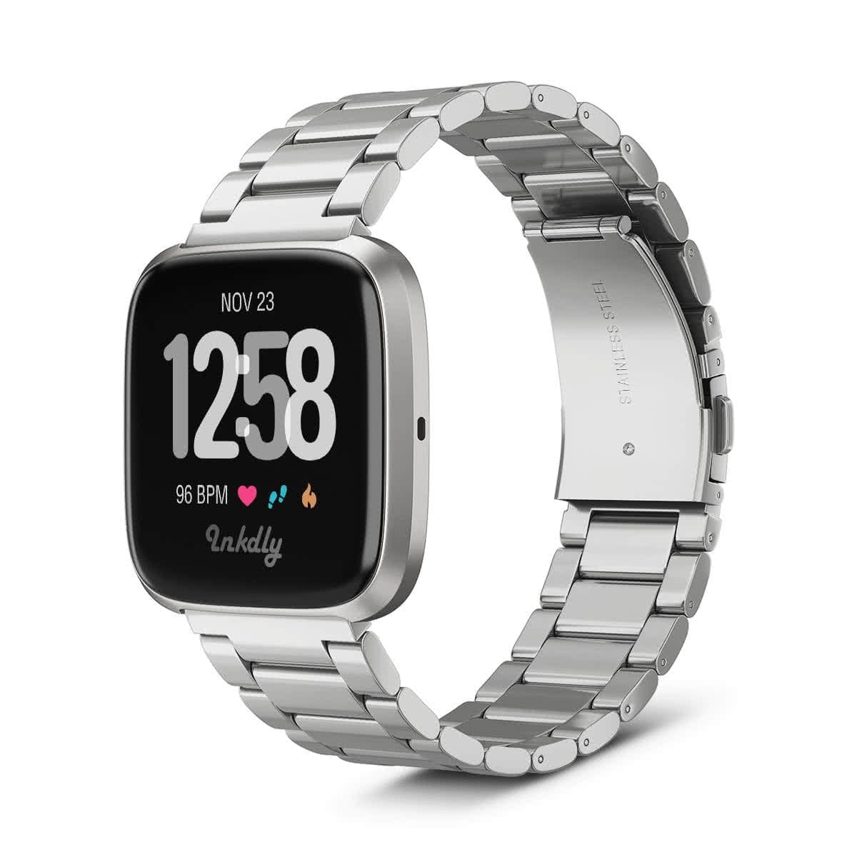 Boss Fitbit Versa & Versa 2 Band Replacement Stainless Link Silver Steel