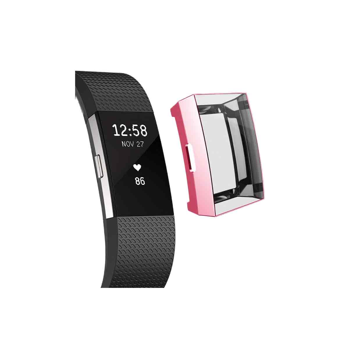 Slimfit Fitbit Charge 2 Protective Case & Screen Protector Pink