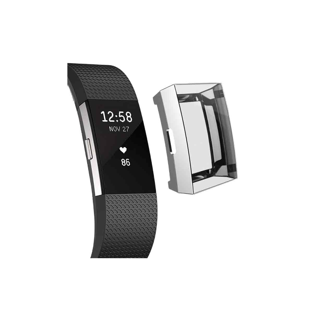 Slimfit Fitbit Charge 2 Protective Case & Screen Protector Silver