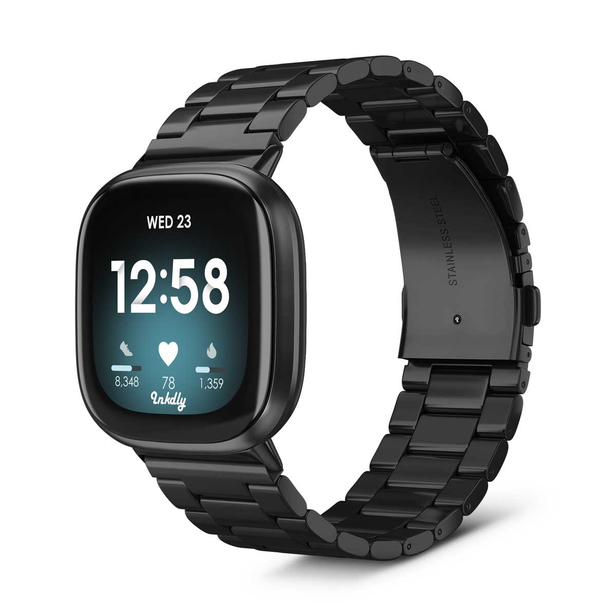 Boss Fitbit Versa 3 & Sense Band Replacement Stainless Link Black Night