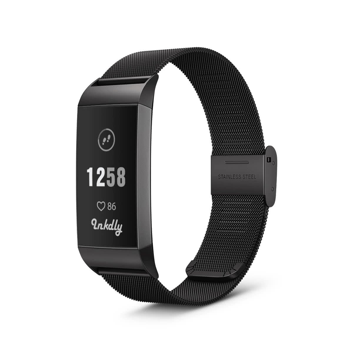 Milanese Fitbit Charge 3 & Charge 4 Band Replacement Quick Release Black Night
