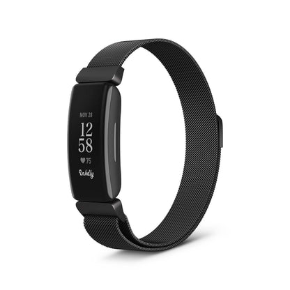 Milanese Fitbit Inspire 2 Band Replacement Magnetic Lock Black Night  
