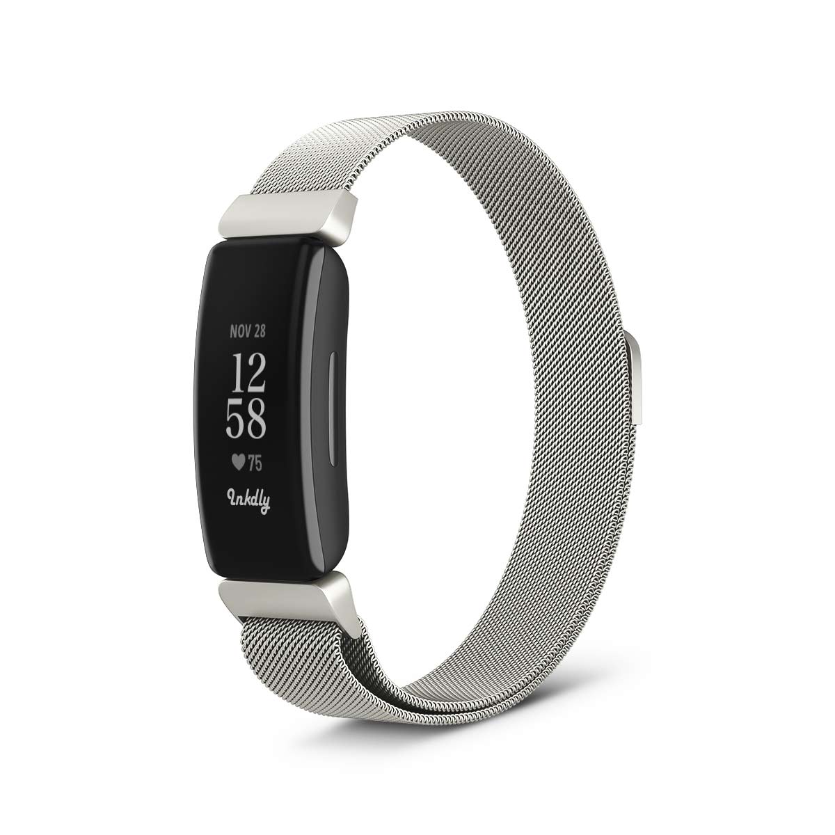 Milanese Fitbit Inspire 2 Band Replacement Magnetic Lock Silver Steel  