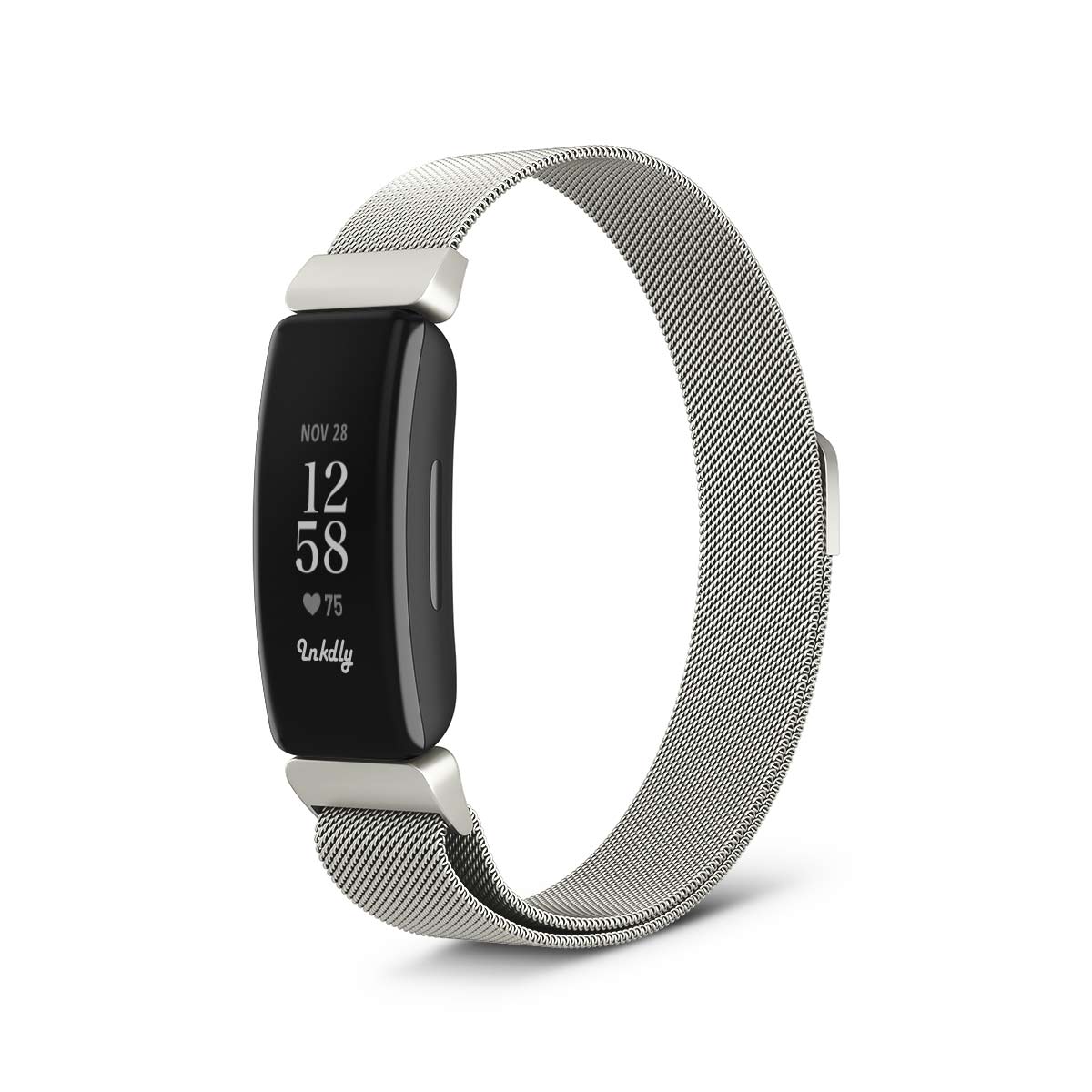 Milanese Fitbit Inspire 2 Band Replacement Magnetic Lock Silver Steel