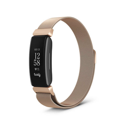 Milanese Fitbit Inspire 2 Band Replacement Magnetic Lock Traditional Rose Gold  