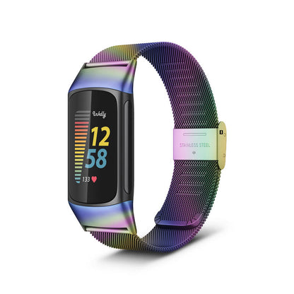 Milanese Fitbit Charge 5 Band Replacement Quick Release Iridescent  