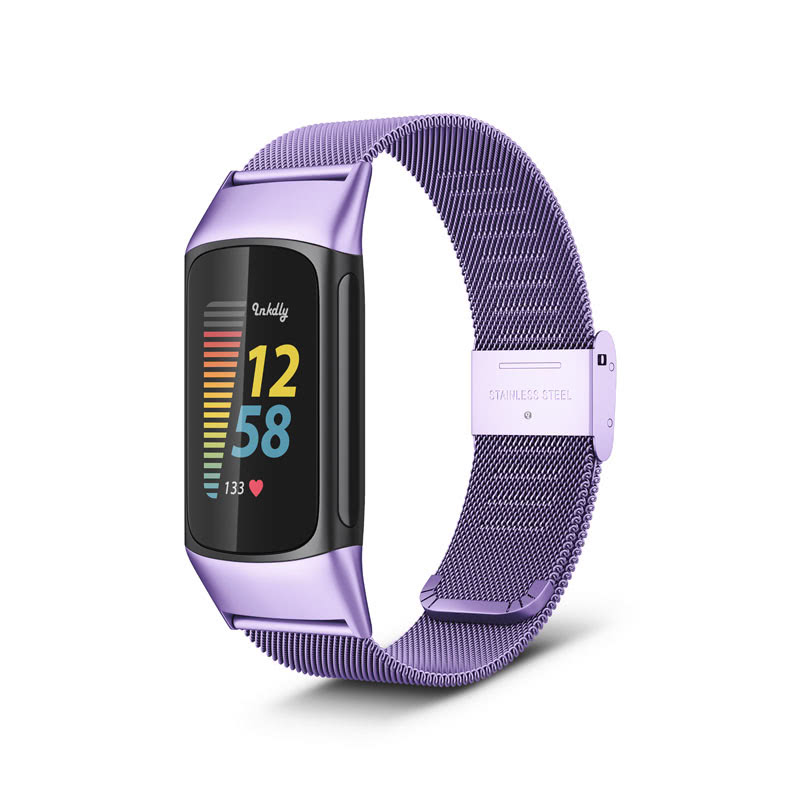 Milanese Fitbit Charge 5 Band Replacement Quick Release Light Purple  