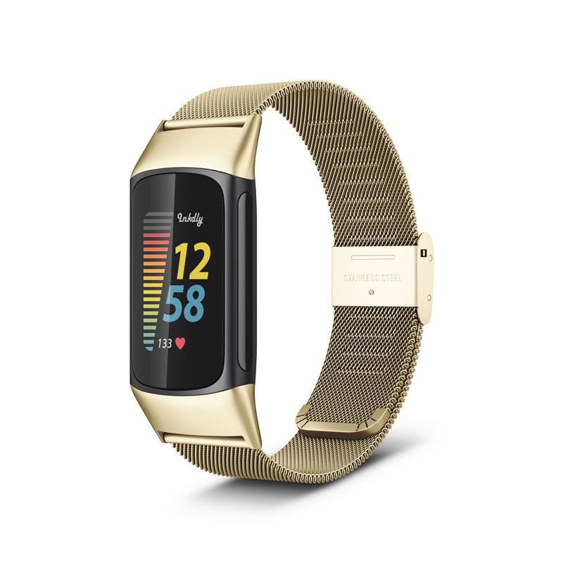 Milanese Fitbit Charge 5 Band Replacement Quick Release Soft Gold