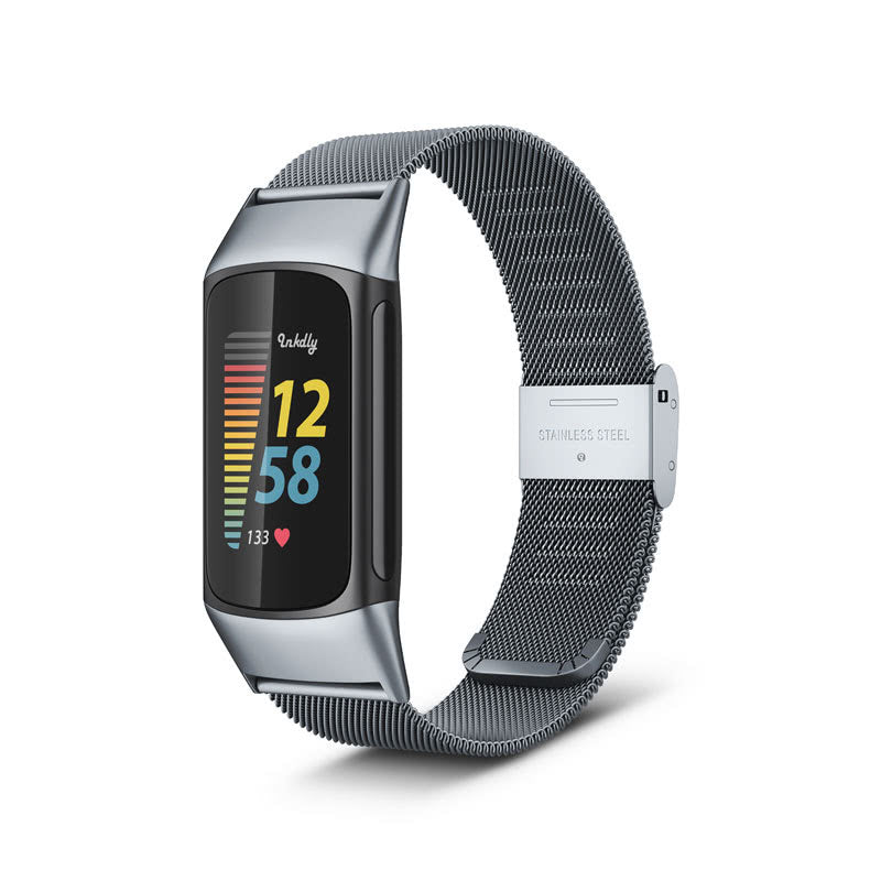 Milanese Fitbit Charge 5 Band Replacement Quick Release Space Grey  