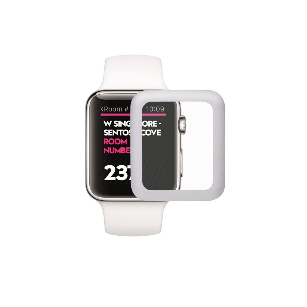Curved Full Tempered Glass Apple Watch Screen Protector Frame 38mm Silver