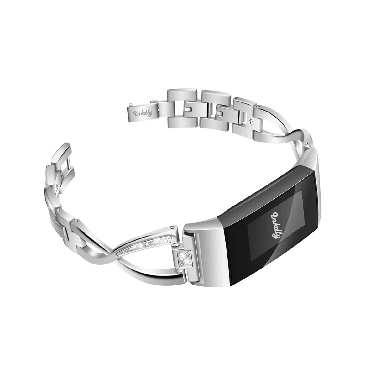 Luxe Fitbit Charge 3 & Charge 4 Band Stainless Bangle Silver