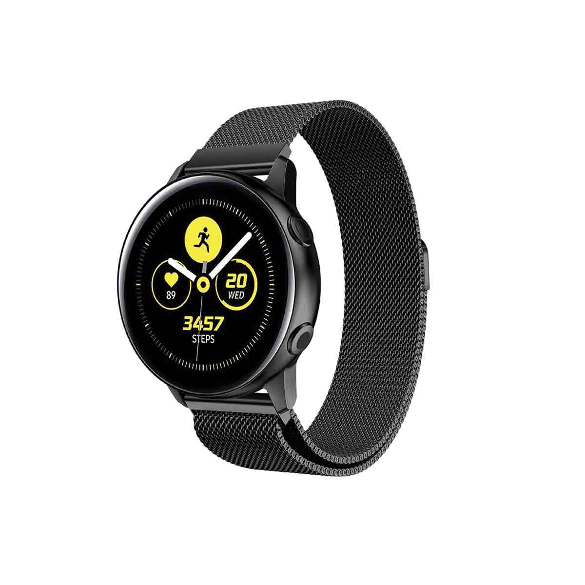 Milanese Samsung Galaxy Active & Active 2 Watch Band Replacement Black Night