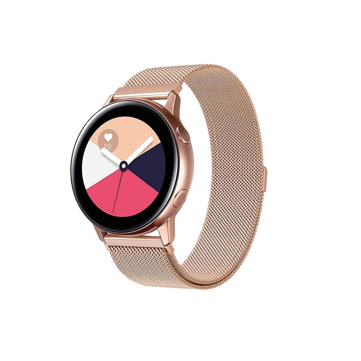 Milanese Samsung Galaxy Active & Active 2 Watch Band Replacement Rose Gold
