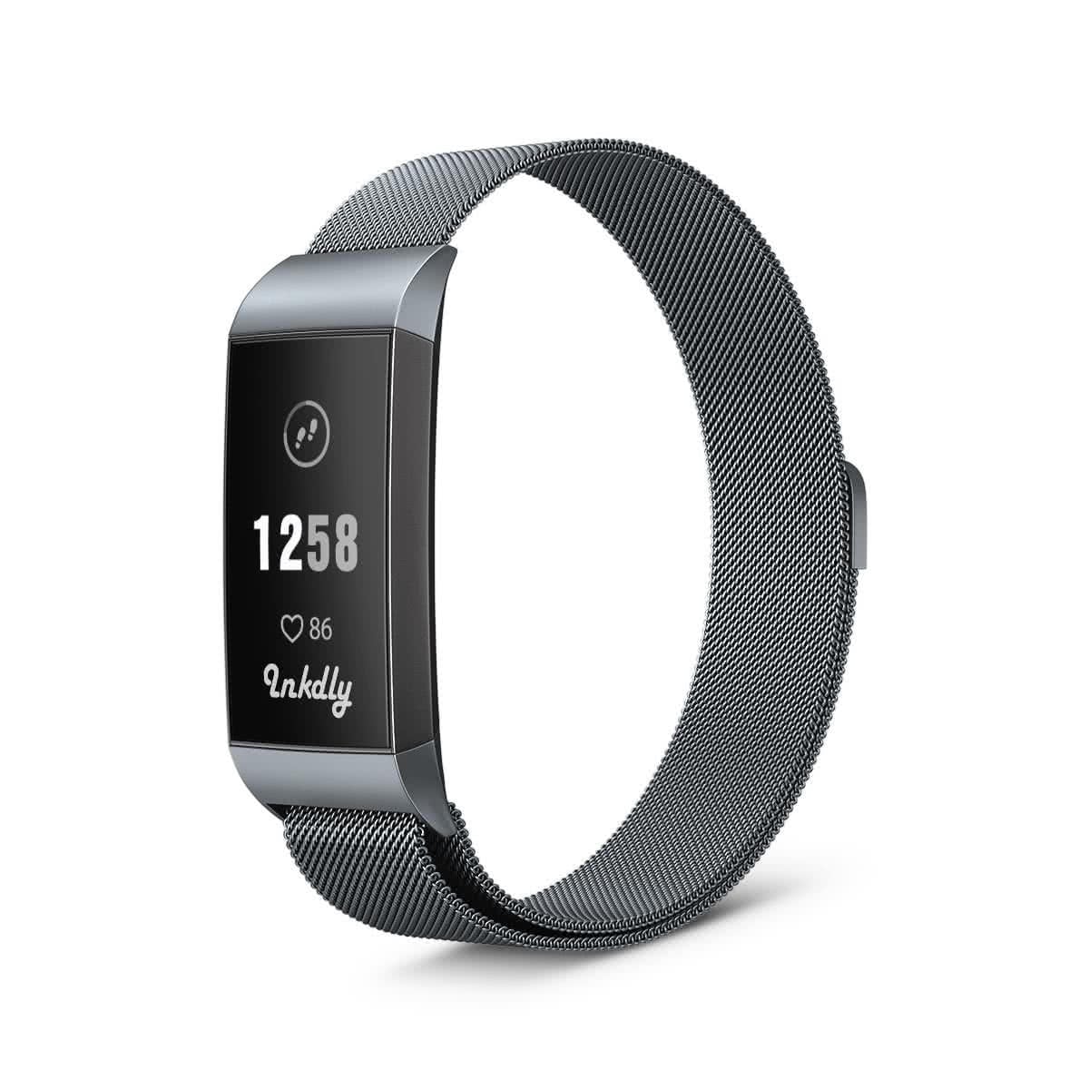 Milanese Fitbit Charge 3 & Charge 4 Band Replacement Magnetic Lock Space Grey