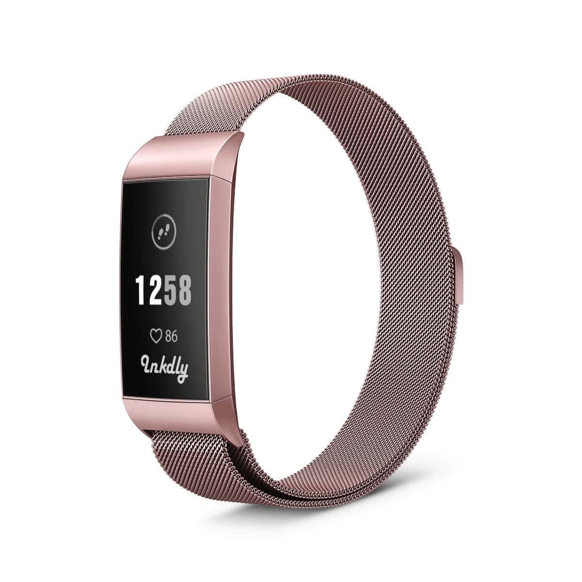 Milanese Fitbit Charge 3 & Charge 4 Band Replacement Magnetic Lock Special Edition Rose Gold