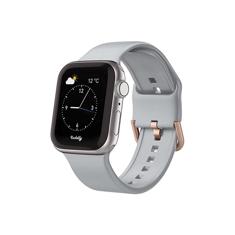 Sport Apple Watch Bands with Rose Gold Buckle 38mm/40m/41mm Light Grey
