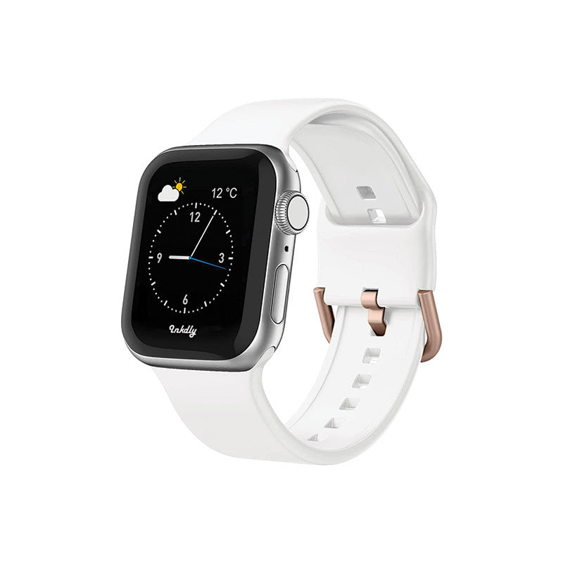 Sport Apple Watch Bands with Rose Gold Buckle 38mm/40m/41mm White
