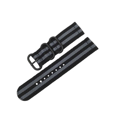 NATO Garmin Instinct Replacement Bands (22mm) Black + Grey Stripe  