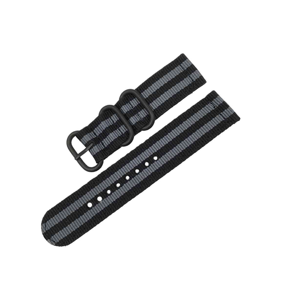 NATO Garmin Fenix 5S & 5S Plus Replacement Bands (20mm) Black + Grey Stripe
