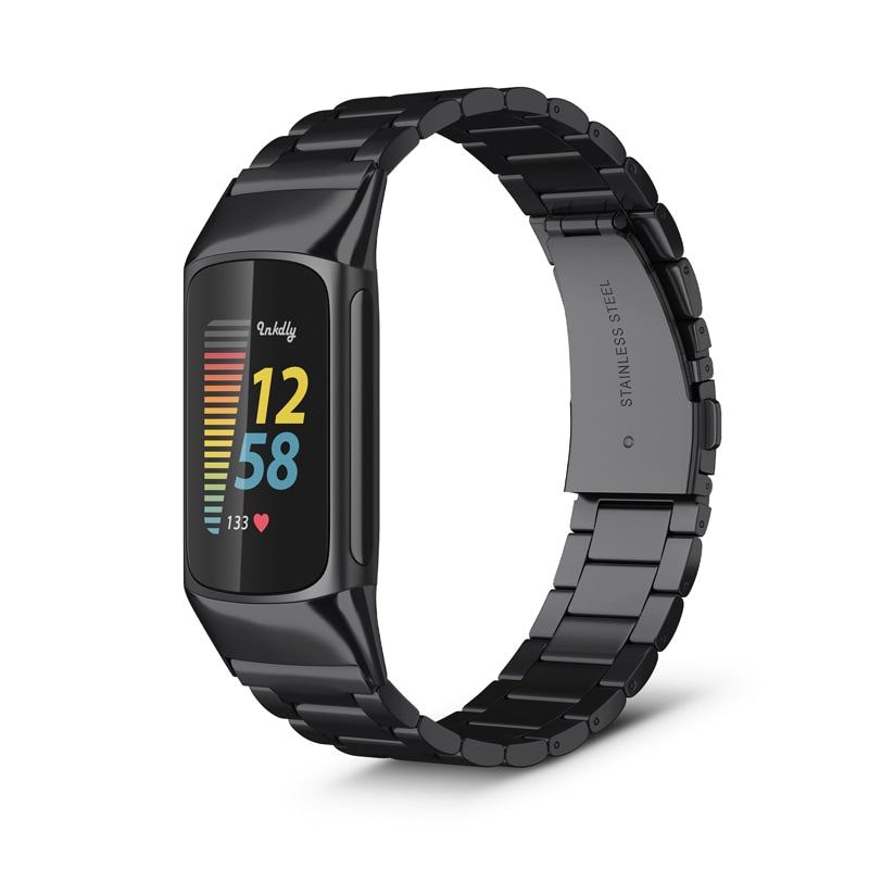 Boss Fitbit Charge 5 Band Replacement Stainless Link Black Night
